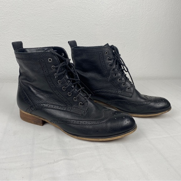 bp Shoes Bp Womens Leather Black Ankle Boot Dalten Lace Up Wing Tip